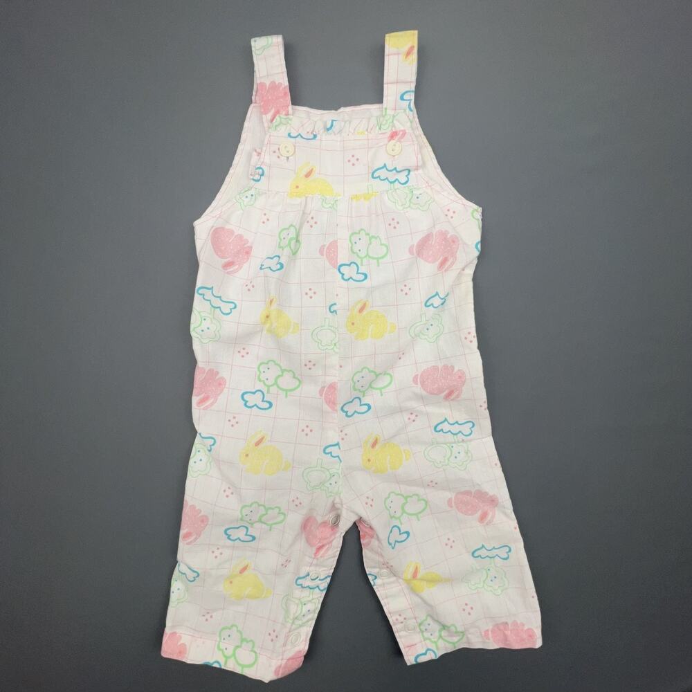Vintage Health-tex Bunny Overalls 6M Pastel Easter USA